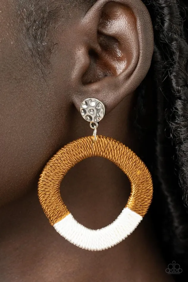 Earrings Paparazzi Earring Thats a WRAPAROUND Brown Paparazzi Jewelry