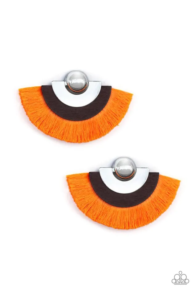 Paparazzi Earring Fan The FLAMBOYANCE Orange Paparazzi Jewelry Earrings