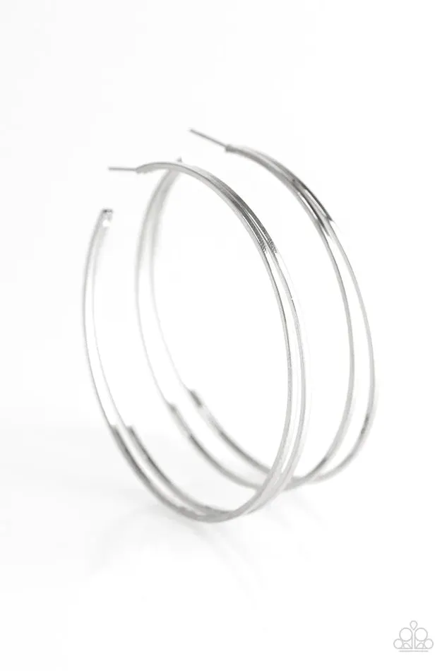 Paparazzi Jewelry Earrings Paparazzi Earring Two HOOPs and A Holler Silver