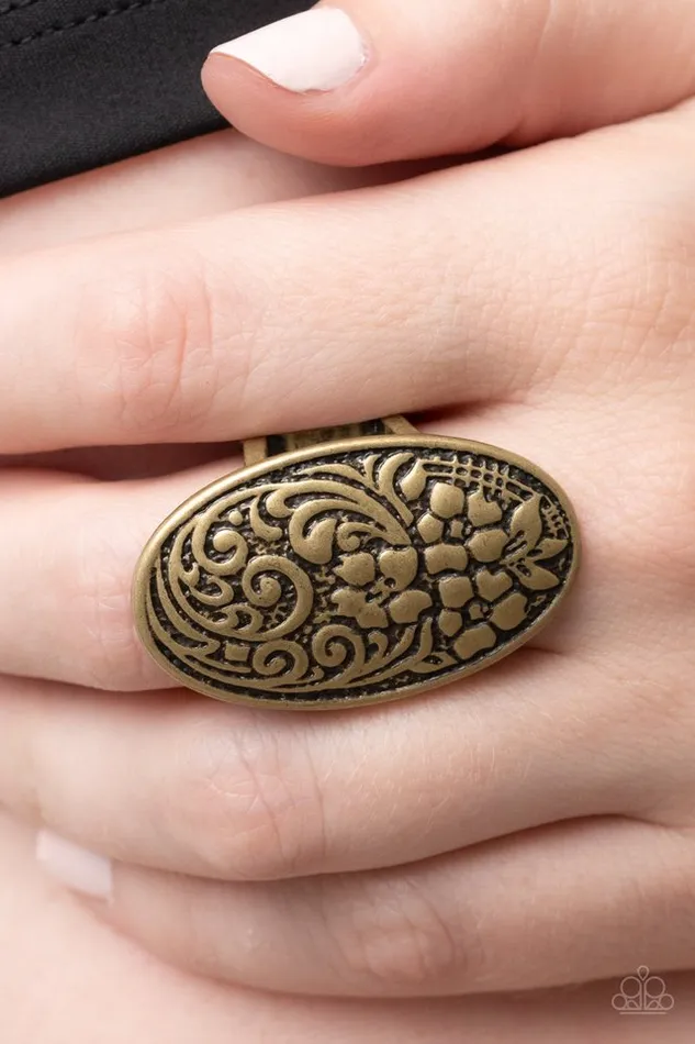 Paparazzi Jewelry Rings Paparazzi Ring Floral Fortress Brass
