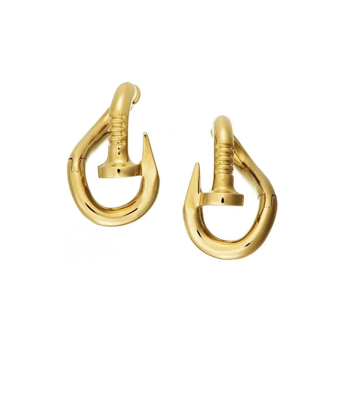 Bent Nail Earrings Polished 18K Gold David Webb Earrings