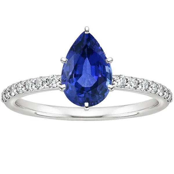 HarryChadEntcom Rings Pear Blue Sapphire Solitaire With Natural Earth Mined Diamond Accents Ring 450 Carats