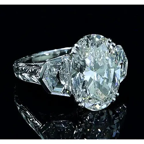 Rings GB 3 Stone Lab Grown Big Diamond Engagement Ring 10 Carats Vintage Style Jewelry New