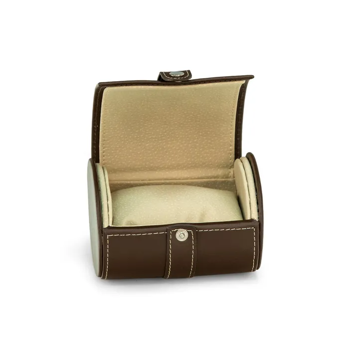 Watches Bey Berk Brown Leather Single Watch Travel Case with Snap Bey Berk