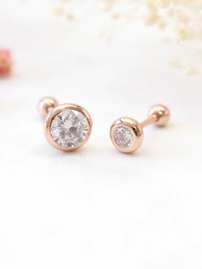 Earrings 14K Gold Daily CZ Cartilage Earring 18G16G MinimalBijoux