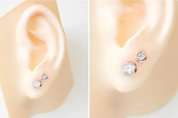 Earrings 14K Gold Daily CZ Cartilage Earring 18G16G MinimalBijoux