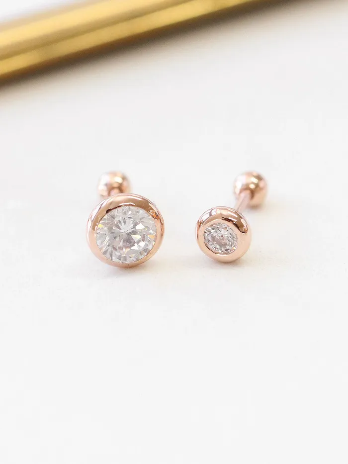 Earrings 14K Gold Daily CZ Cartilage Earring 18G16G MinimalBijoux