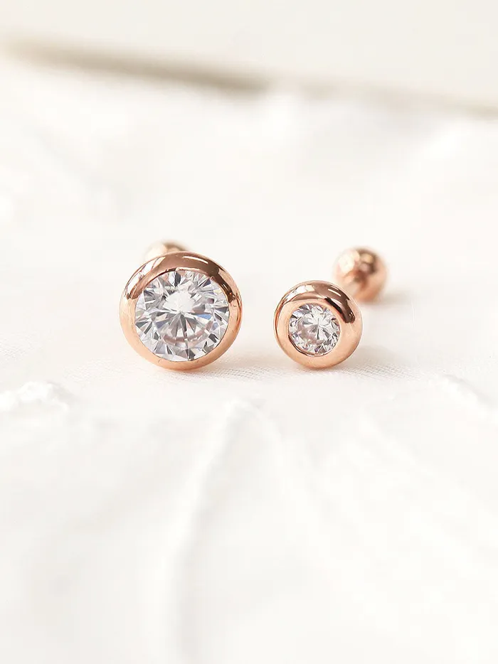 Earrings 14K Gold Daily CZ Cartilage Earring 18G16G MinimalBijoux