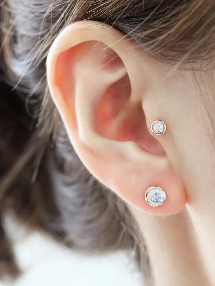 Earrings 14K Gold Daily CZ Cartilage Earring 18G16G MinimalBijoux