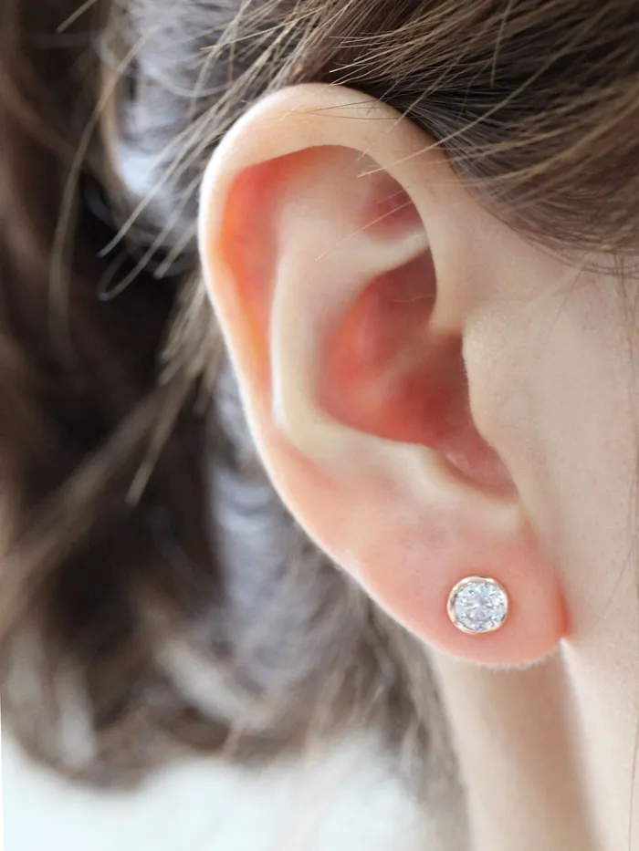 Earrings 14K Gold Daily CZ Cartilage Earring 18G16G MinimalBijoux