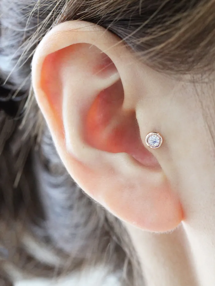 Earrings 14K Gold Daily CZ Cartilage Earring 18G16G MinimalBijoux