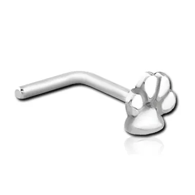 Tulsa Body Jewelry Earrings Paw Print Stainless LBend Nose Stud