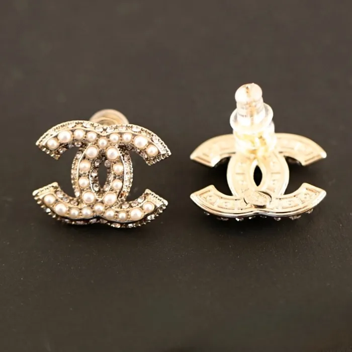 Earrings Pearl Crystal CC Stud Earrings Reluxe Vintage