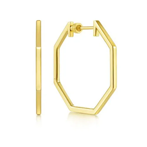 International Diamond Center Earrings 14K Yellow Gold 30mm Geometric Hoop Earrings International Diamond Center Earrings 14K Yellow Gold 30mm Geometric Hoop Earrings