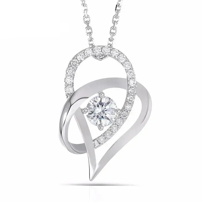 Necklaces Luxus Moissanite Rings Jewelry 14k White Gold Moissanite Necklace Pendant 05ct Center Stone Necklace 14k Gold Collection