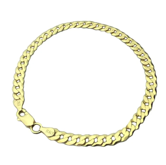 14K Gold Plated 925 Sterling Silver Flat Cuban Link Bracelet 5MM 85 Bling Cartel Admin Bracelets