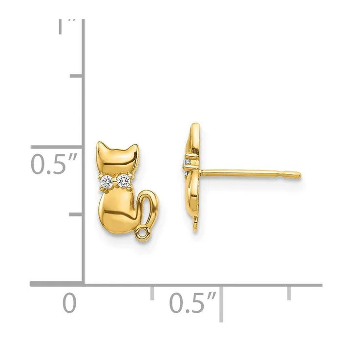 14K Sitting Cat CZ Bowtie Stud Earrings Jewelry Earrings 14K Sitting Cat CZ Bowtie Stud Earrings Jewelry Earrings
