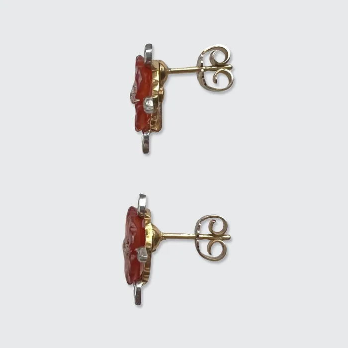 21stfinds Earrings Carnelian Diamond Flower Earrings