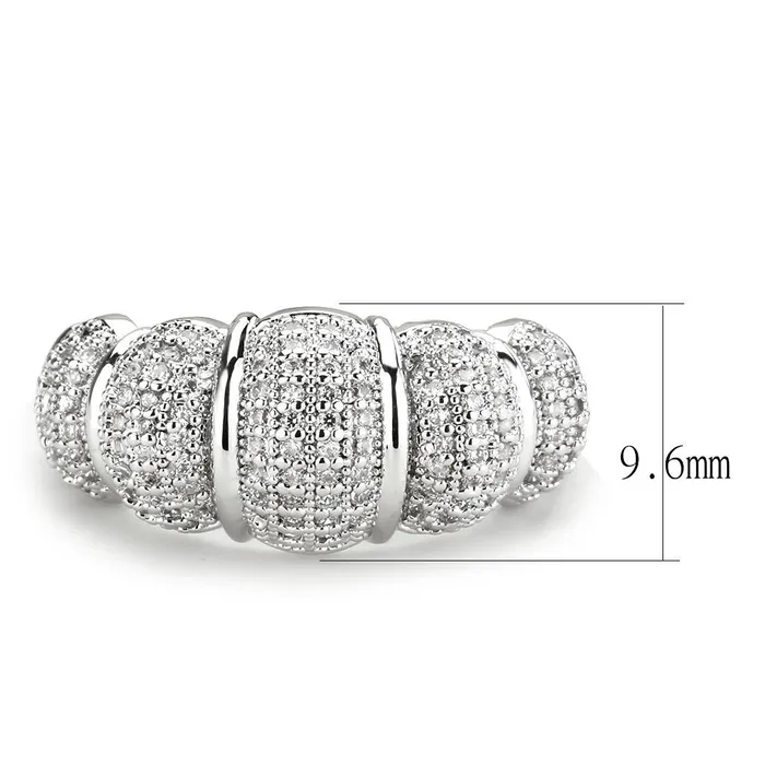 3W1540 Rhodium Brass Ring with AAA Grade CZ in Clear Alamode Rings