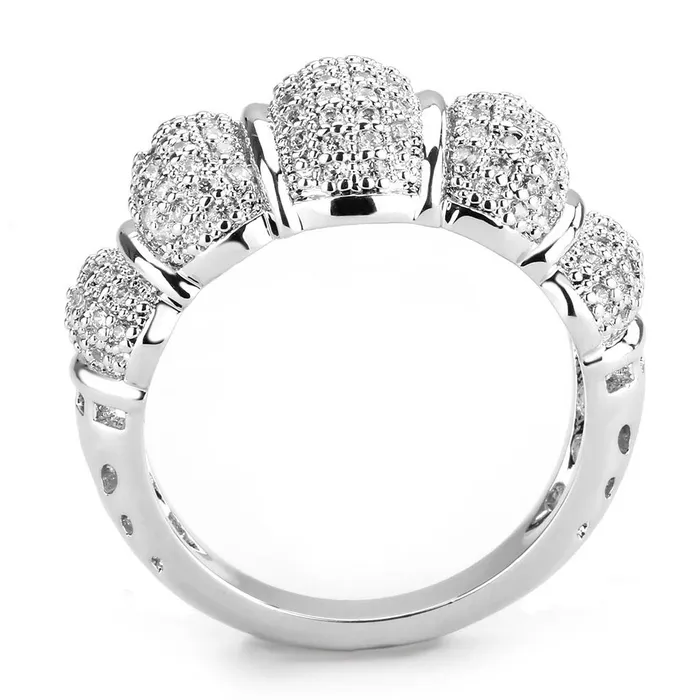 3W1540 Rhodium Brass Ring with AAA Grade CZ in Clear Alamode Rings
