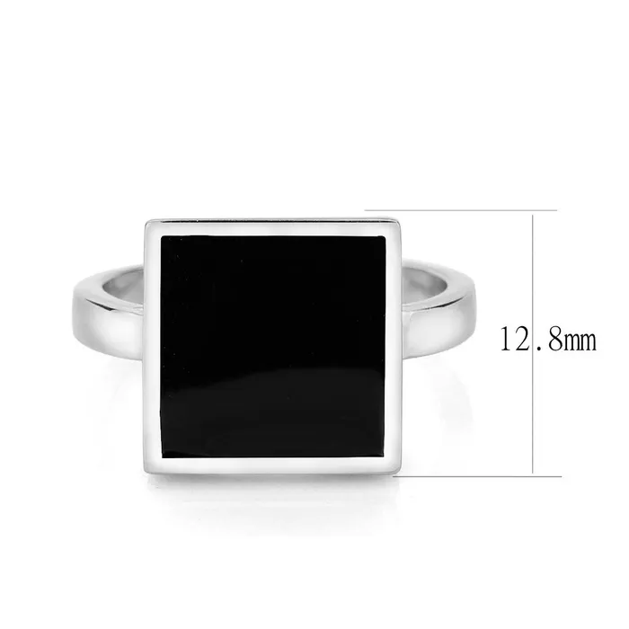 3W1620 Rhodium Brass Ring with Epoxy in Jet Alamode Rings