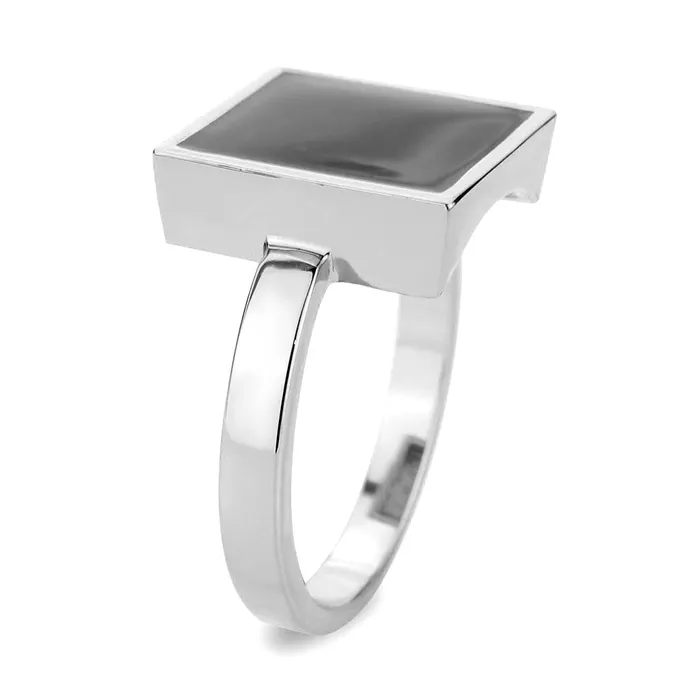3W1620 Rhodium Brass Ring with Epoxy in Jet Alamode Rings