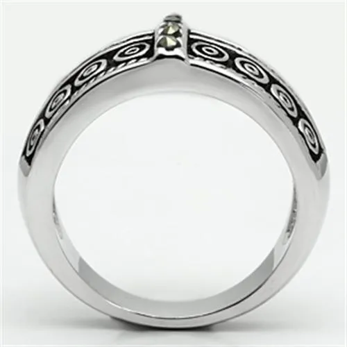 3W239 Rhodium Brass Ring with SemiPrecious Marcasite in Black Diamond Alamode Rings