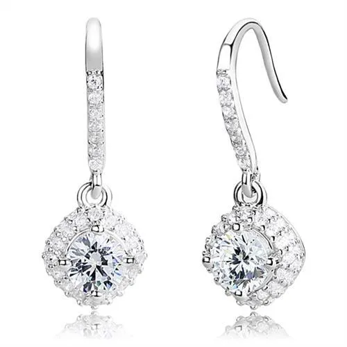 Alamode Earrings 3W1372 Rhodium 925 Sterling Silver Earrings with AAA Grade CZ in Clear Alamode Earrings 3W1372 Rhodium 925 Sterling Silver Earrings with AAA Grade CZ in Clear