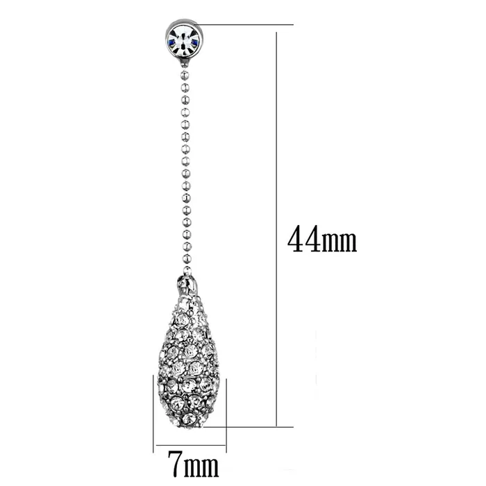 Alamode Earrings 3W898 Rhodium Brass Earrings with Top Grade Crystal in Clear