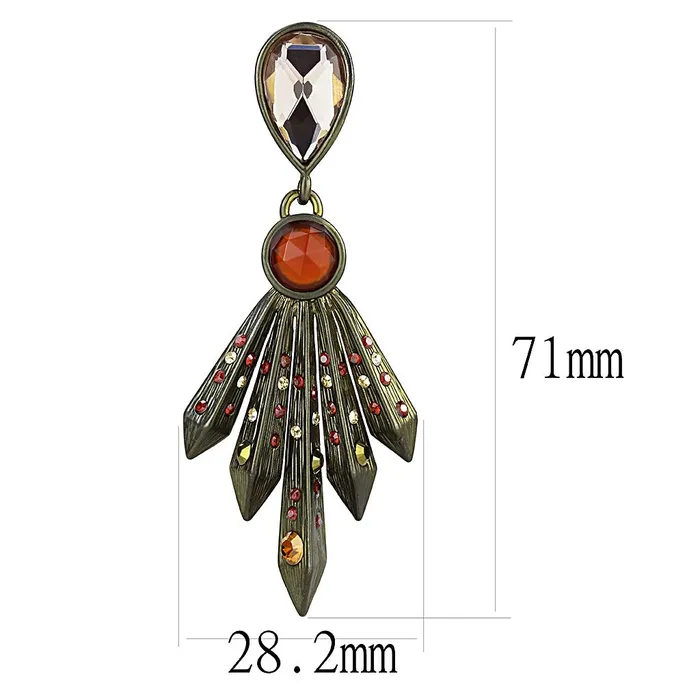 Alamode Earrings LO4180 Antique Copper Brass Earrings with Synthetic Synthetic Glass in Champagne