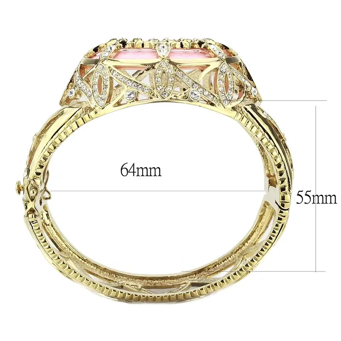 Alamode Earrings LO4347 Gold Brass Bangle with Synthetic in Rose