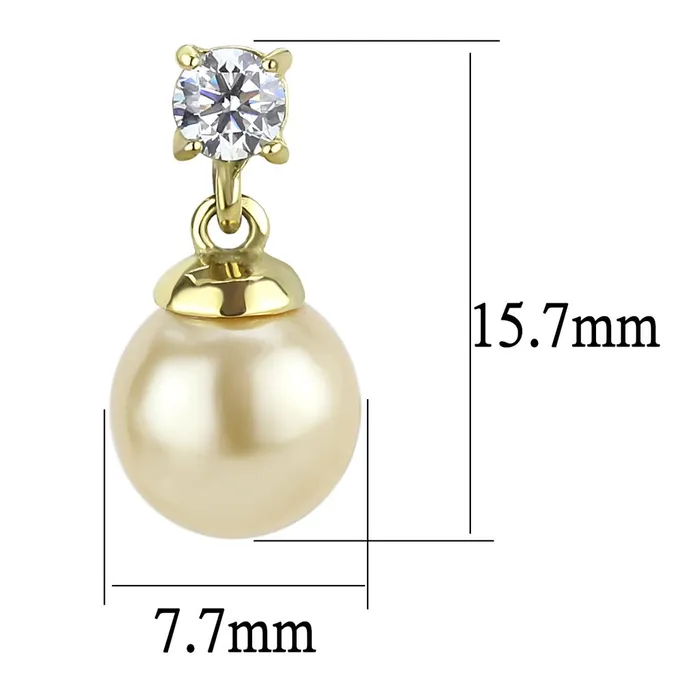 Alamode Earrings TK3480 IP GoldIon Plating Stainless Steel Earrings with Synthetic Pearl in Champagne