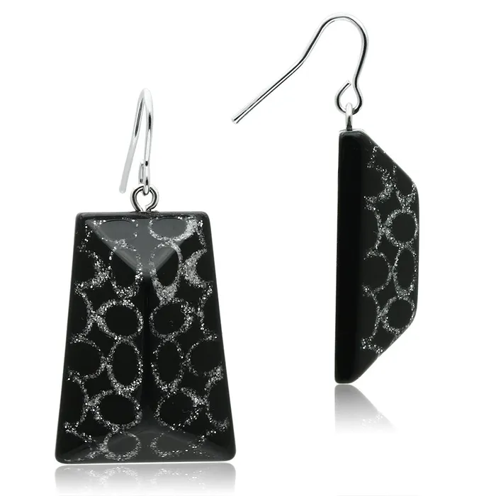 Alamode Earrings VL020 IP rhodium PVD Brass Earrings with Synthetic Synthetic Stone in Jet Alamode Earrings VL020 IP rhodium PVD Brass Earrings with Synthetic Synthetic Stone in Jet