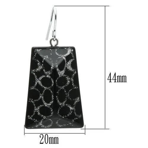 Alamode Earrings VL020 IP rhodium PVD Brass Earrings with Synthetic Synthetic Stone in Jet