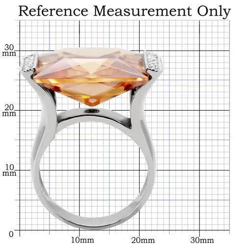 Alamode Rings TK174 High polished no plating Stainless Steel Ring with AAA Grade CZ in Champagne