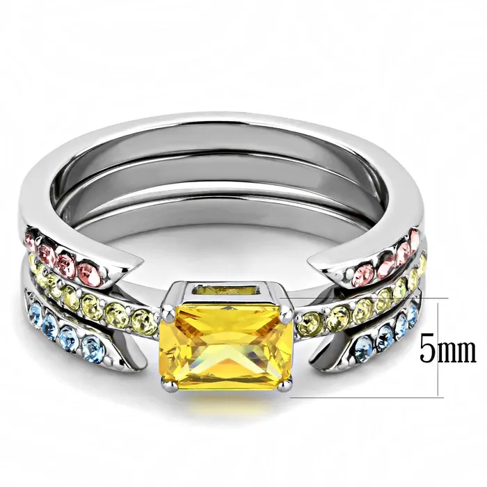 Alamode Rings TK3526 High polished no plating Stainless Steel Ring with AAA Grade CZ in Topaz