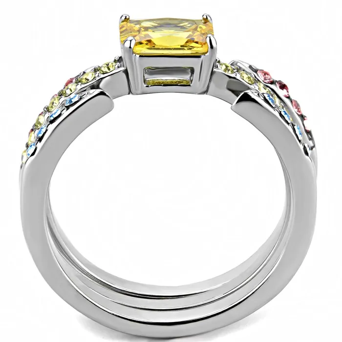 Alamode Rings TK3526 High polished no plating Stainless Steel Ring with AAA Grade CZ in Topaz