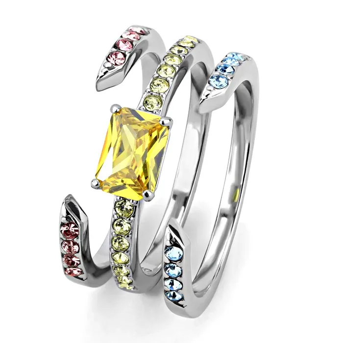 Alamode Rings TK3526 High polished no plating Stainless Steel Ring with AAA Grade CZ in Topaz