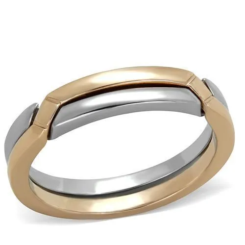 Alamode TK2031 TwoTone IP Rose Gold Stainless Steel Ring with No Stone Rings
