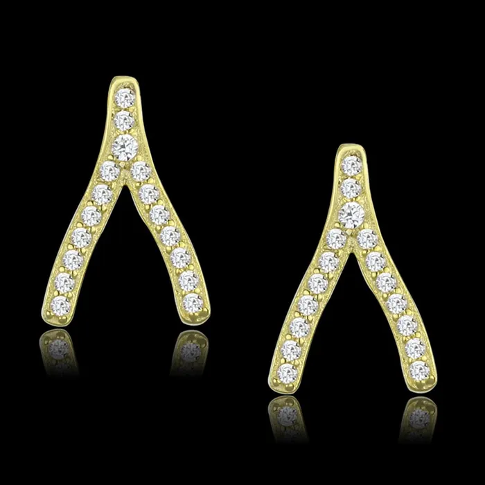 Alamode TS443 Gold 925 Sterling Silver Earrings with AAA Grade CZ in Clear Earrings Alamode TS443 Gold 925 Sterling Silver Earrings with AAA Grade CZ in Clear Earrings