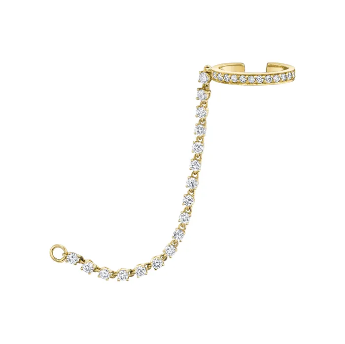 anitako SINGLE ROW DIAMOND EAR CUFF WITH ROPE DIAMOND CHAIN Earrings