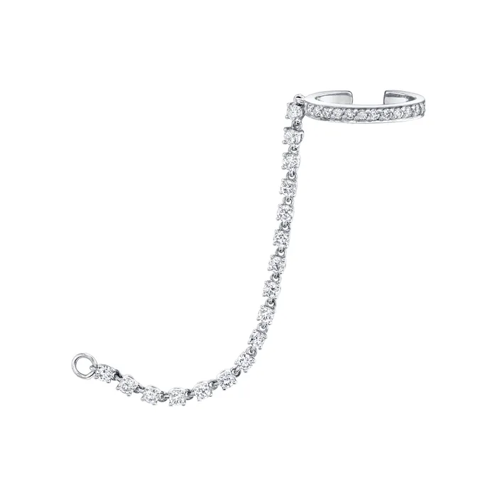 anitako SINGLE ROW DIAMOND EAR CUFF WITH ROPE DIAMOND CHAIN Earrings