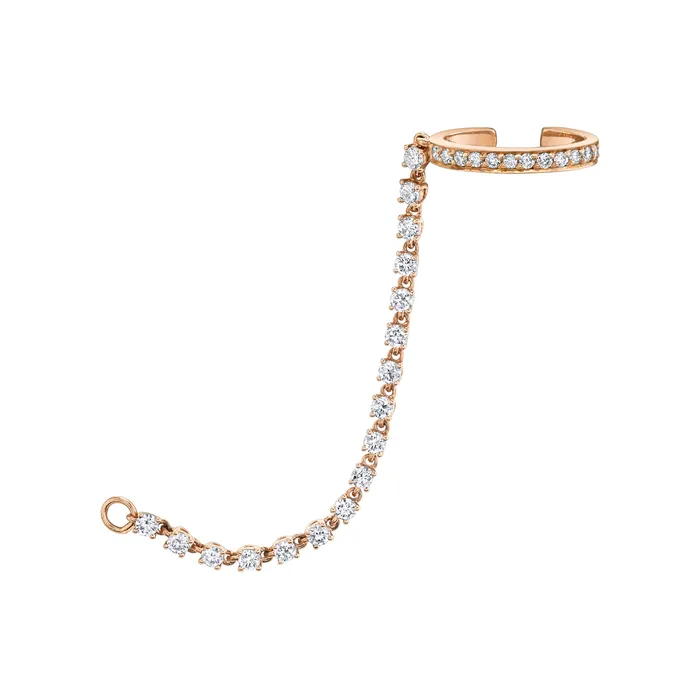 anitako SINGLE ROW DIAMOND EAR CUFF WITH ROPE DIAMOND CHAIN Earrings