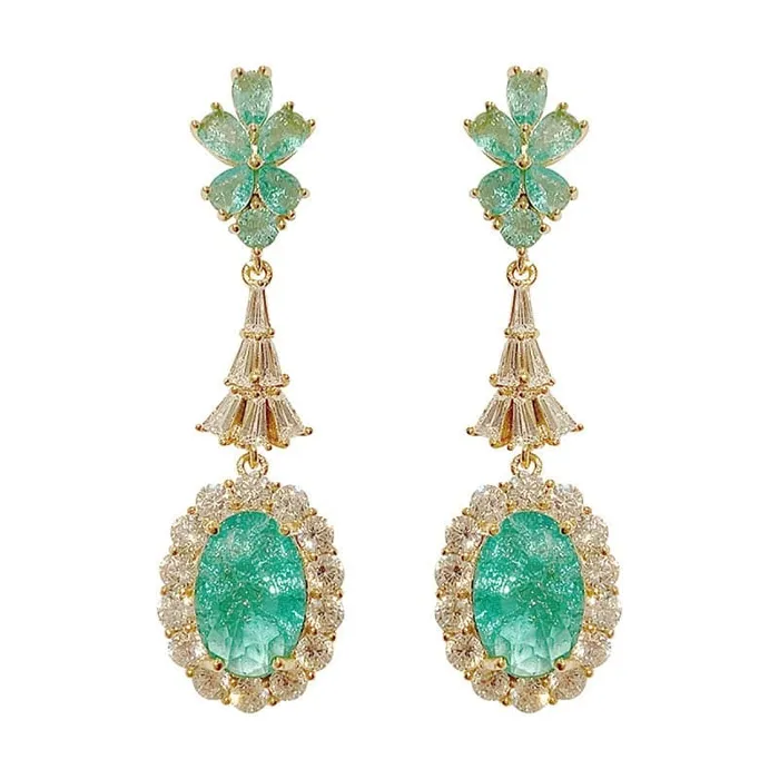 CHARLIN Womens Fashion Elegant Luxury Statement 18K Gold Plated Emerald Green Cubic Zirconia Pendant Earrings Divine Inspiration Styles Earrings CHARLIN Womens Fashion Elegant Luxury Statement 18K Gold Plated Emerald Green Cubic Zirconia Pendant Earrings Divine Inspiration Styles Earrings