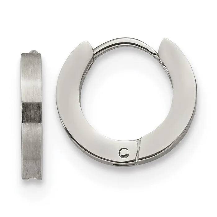 Chisel Earrings Stainless Steel Brushed and Polished 20mm Hinged Hoop Earrings Chisel Earrings Stainless Steel Brushed and Polished 20mm Hinged Hoop Earrings