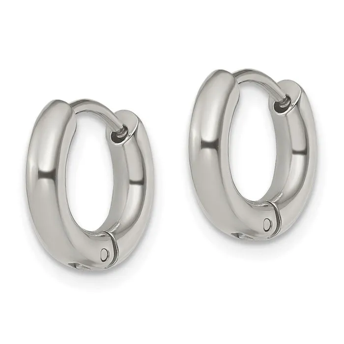 Chisel Earrings Stainless Steel Polished 3mm Hinged Hoop Earrings Chisel Earrings Stainless Steel Polished 3mm Hinged Hoop Earrings
