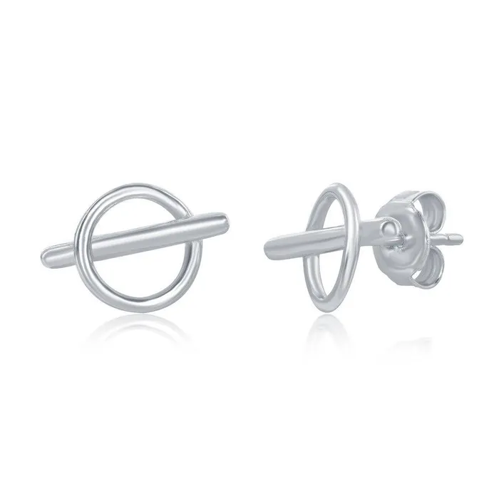 Classic Earrings Sterling Silver Small Open Hoop Bar Earrings