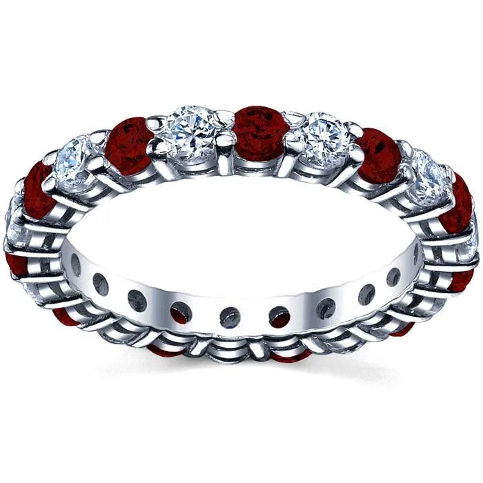 deBebians Rings January Birth Stone Eternity Ring with Diamonds and Garnets