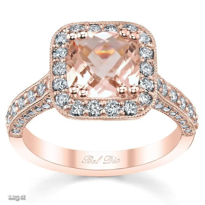 deBebians Rings Rose Gold Halo Engagement Ring Setting with Morganite