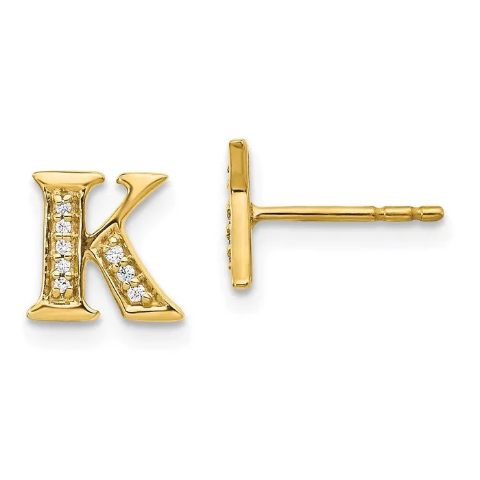 Earrings 14k Diamond Initial K Earrings Jewelry